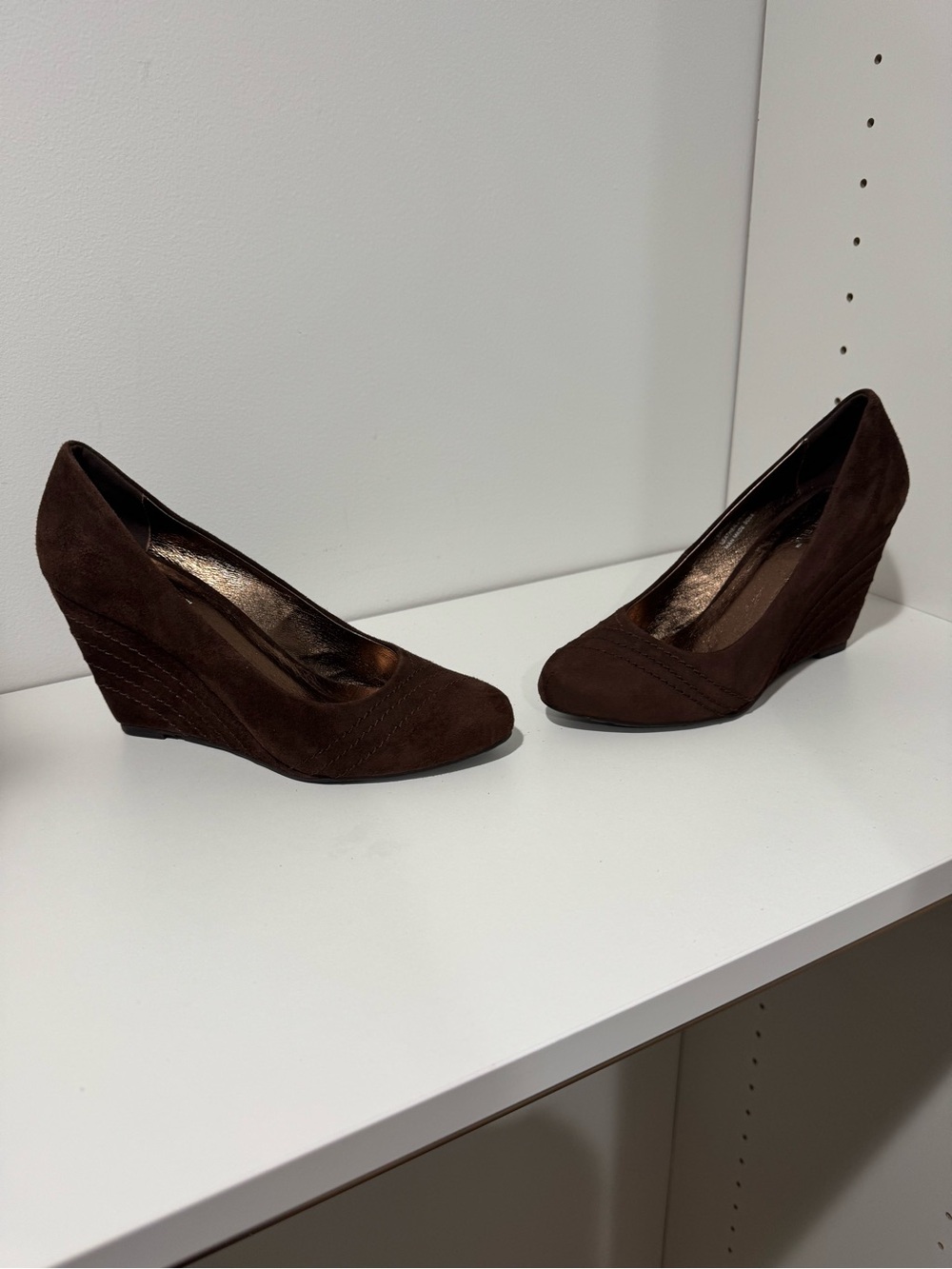 Chocolat Blu Dark Brown Suede Wedge Heels